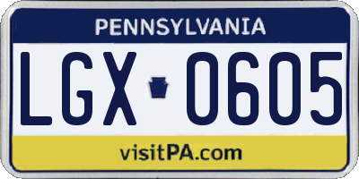 PA license plate LGX0605