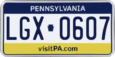 PA license plate LGX0607