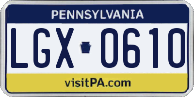 PA license plate LGX0610