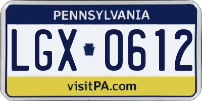 PA license plate LGX0612