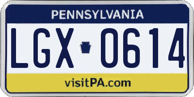 PA license plate LGX0614