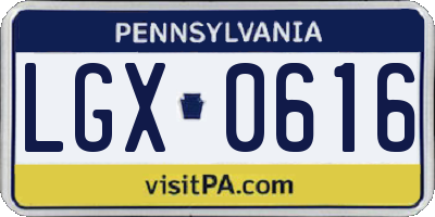 PA license plate LGX0616