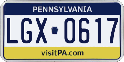 PA license plate LGX0617