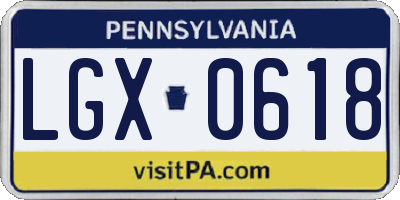PA license plate LGX0618