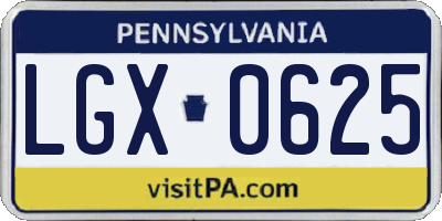 PA license plate LGX0625