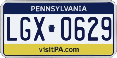 PA license plate LGX0629