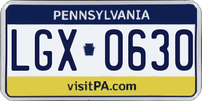 PA license plate LGX0630
