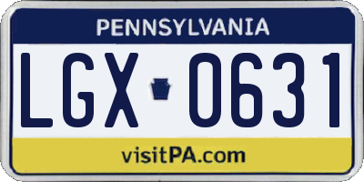 PA license plate LGX0631