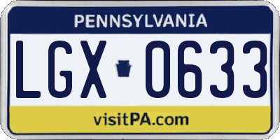 PA license plate LGX0633