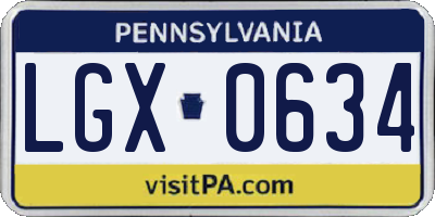 PA license plate LGX0634