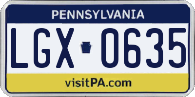 PA license plate LGX0635