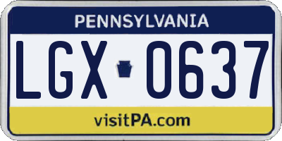 PA license plate LGX0637