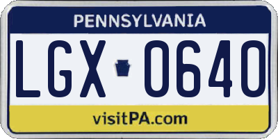 PA license plate LGX0640