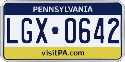 PA license plate LGX0642