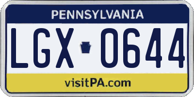 PA license plate LGX0644