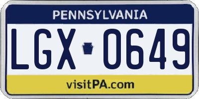 PA license plate LGX0649