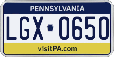 PA license plate LGX0650