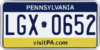 PA license plate LGX0652
