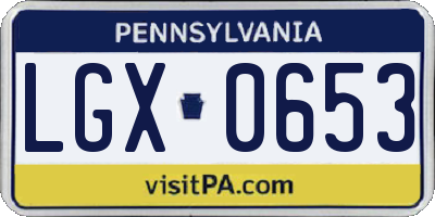 PA license plate LGX0653