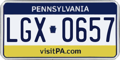 PA license plate LGX0657