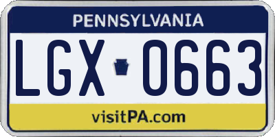 PA license plate LGX0663