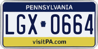 PA license plate LGX0664