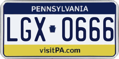 PA license plate LGX0666