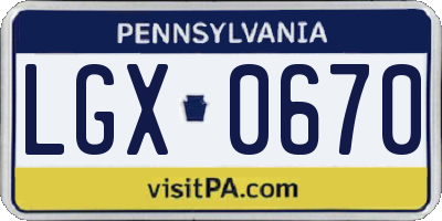PA license plate LGX0670