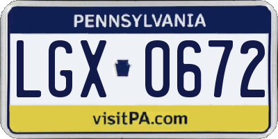 PA license plate LGX0672
