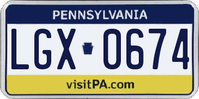 PA license plate LGX0674