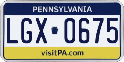 PA license plate LGX0675