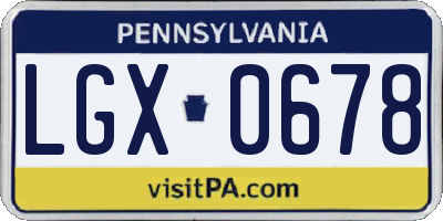 PA license plate LGX0678