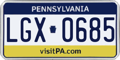 PA license plate LGX0685