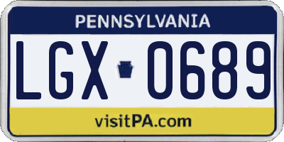 PA license plate LGX0689