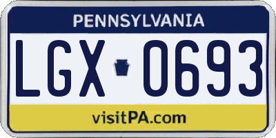 PA license plate LGX0693