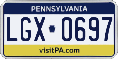 PA license plate LGX0697
