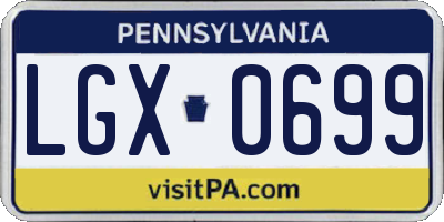 PA license plate LGX0699