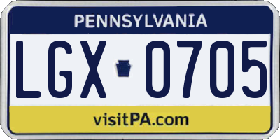 PA license plate LGX0705