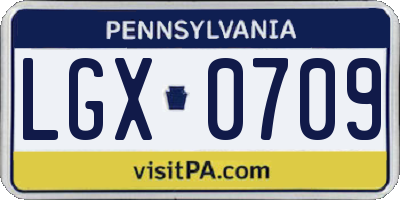 PA license plate LGX0709