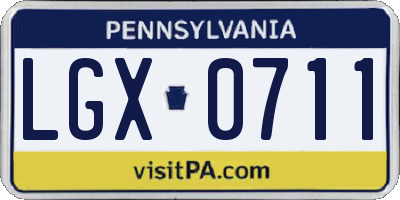 PA license plate LGX0711
