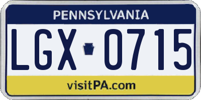 PA license plate LGX0715
