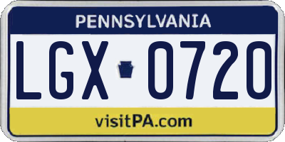 PA license plate LGX0720