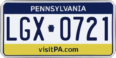 PA license plate LGX0721