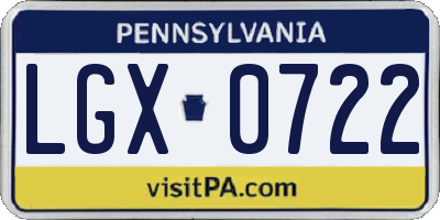 PA license plate LGX0722