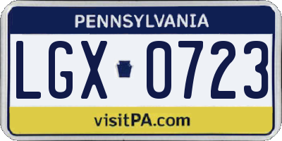 PA license plate LGX0723