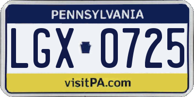 PA license plate LGX0725