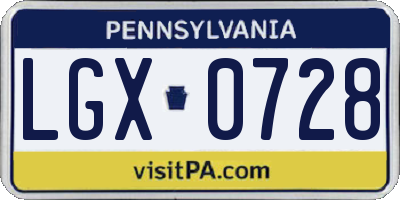 PA license plate LGX0728