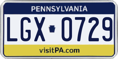 PA license plate LGX0729