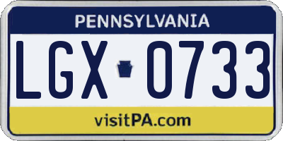 PA license plate LGX0733