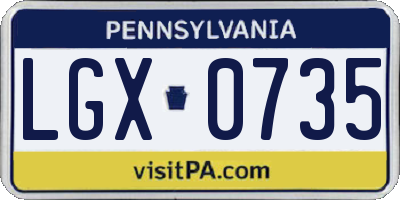 PA license plate LGX0735
